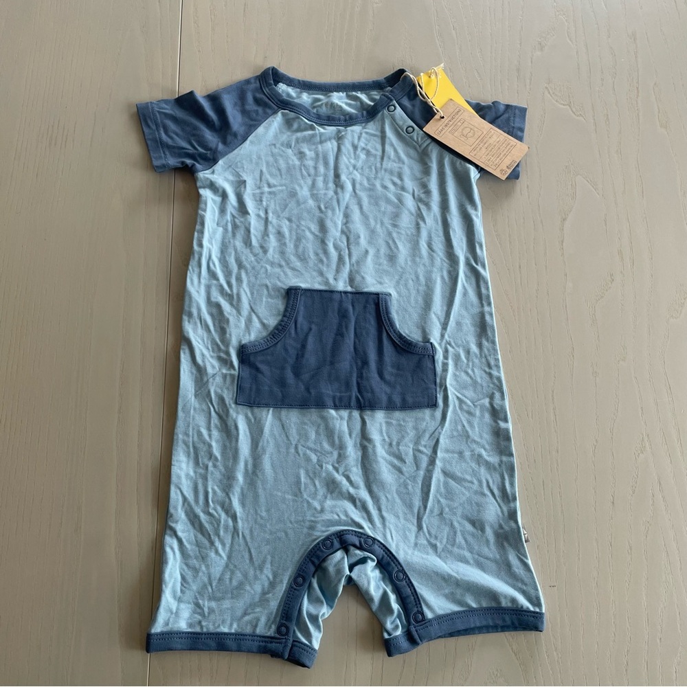 Kyte Baby Shortall Romper One Piece Bamboo Blue 4T